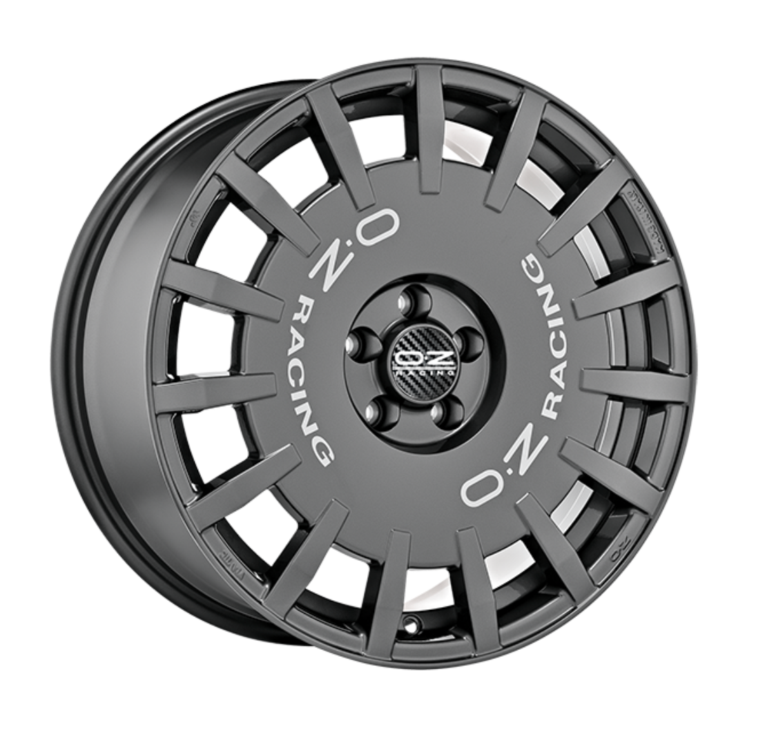 OZ RALLY RACING 18X8 ET45 5X100 DARK GRAPHITE SILVER LETTERING