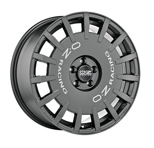 OZ RALLY RACING 18X8 ET45 5X100 DARK GRAPHITE SILVER LETTERING