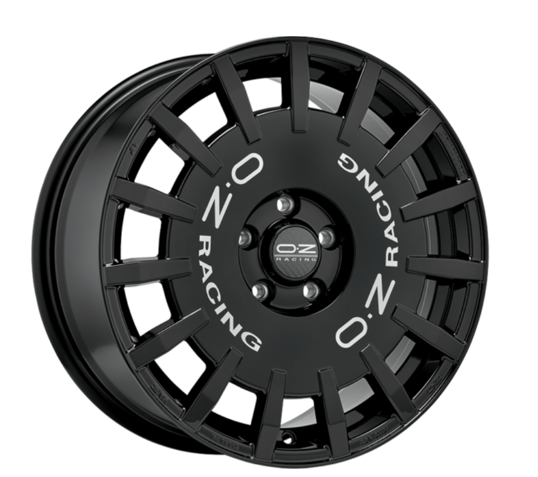 OZ RALLY RACING 18X8 ET35 5X114.3 GLOSS BLACK SILVER LETTERING