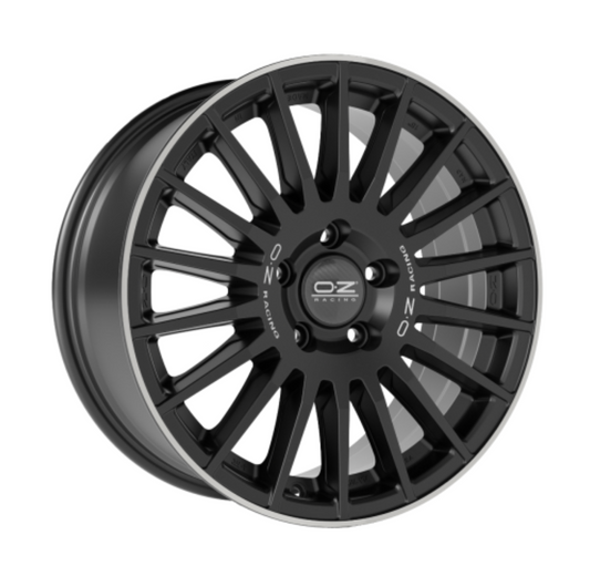 OZ RALLY DESERT 18X8 ET45 5X112 MATT BLACK SILVER LET. DIAMOND LIP
