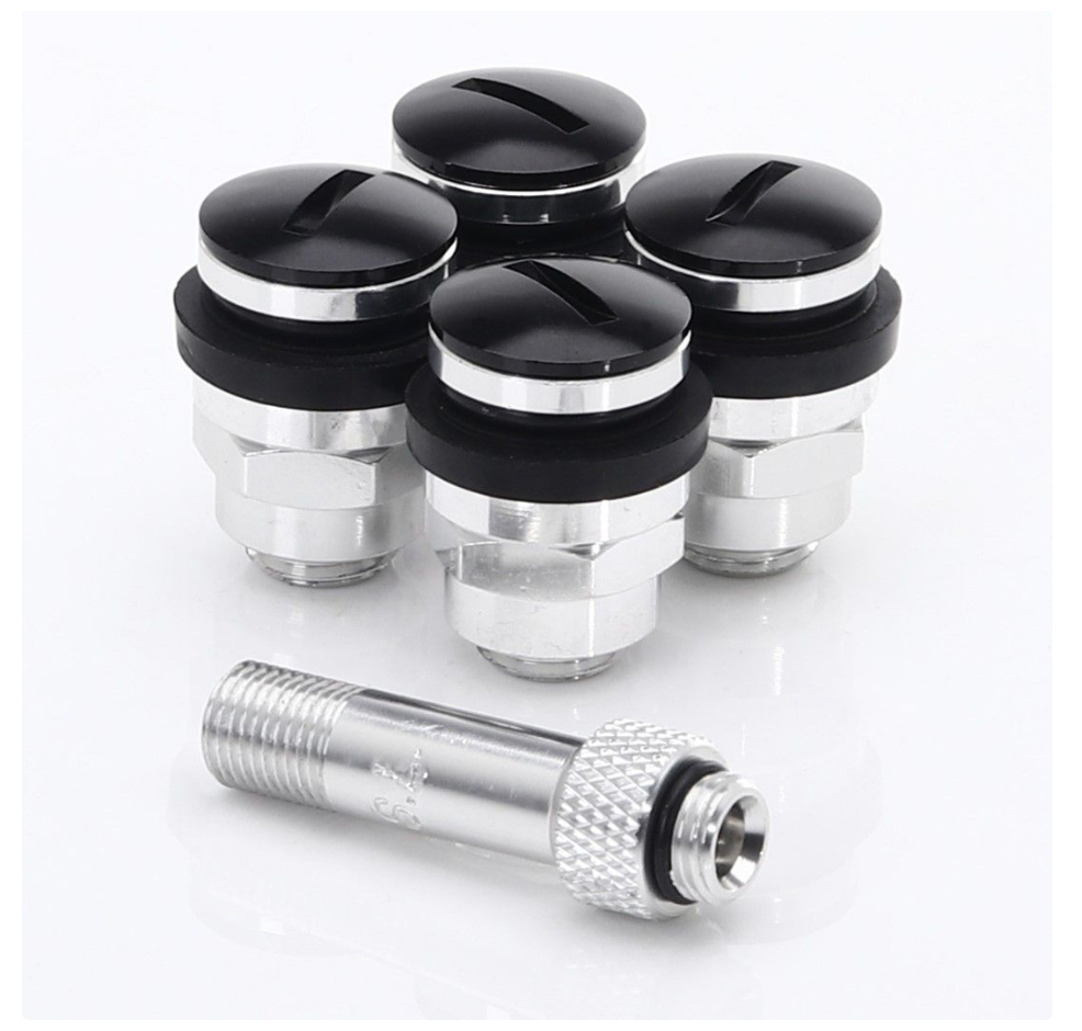 ALLOY VALVE SET 4 PCS. FLAT, CONCEALED V1 BLACK