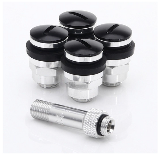 ALLOY VALVE SET 4 PCS. FLAT, CONCEALED V1 BLACK