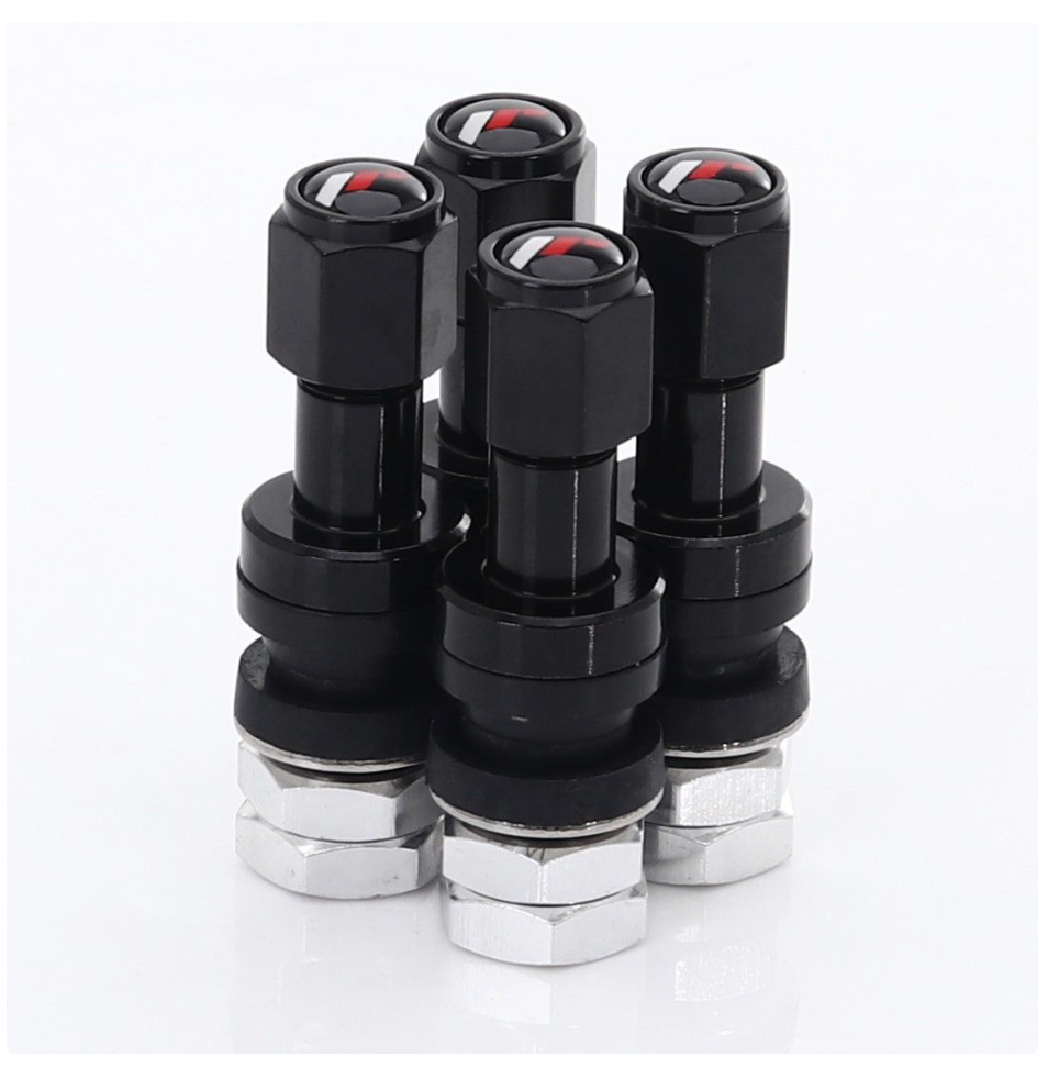 ALLOY VALVE SET 4PCS BLACK WITH JR LOGO V2